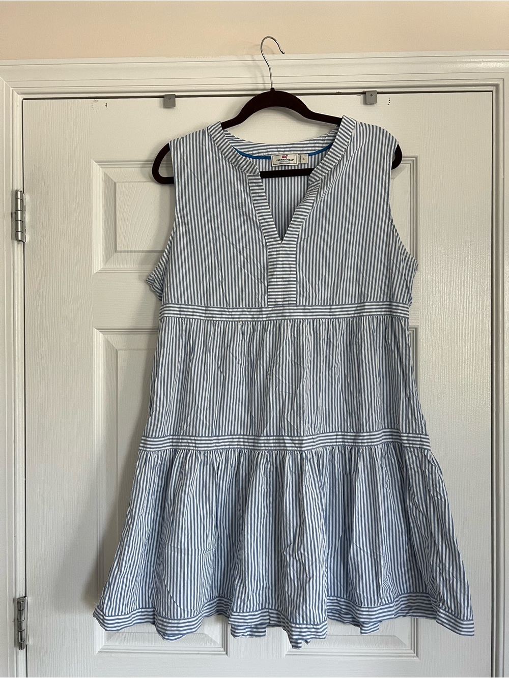 Vineyard Vines Blue and White Striped Tiered Sundress